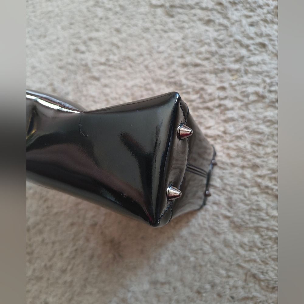 TRADED Christian Dior Black Patent Leather Maris Beaded Handle Satchel - Picture 6 of 11